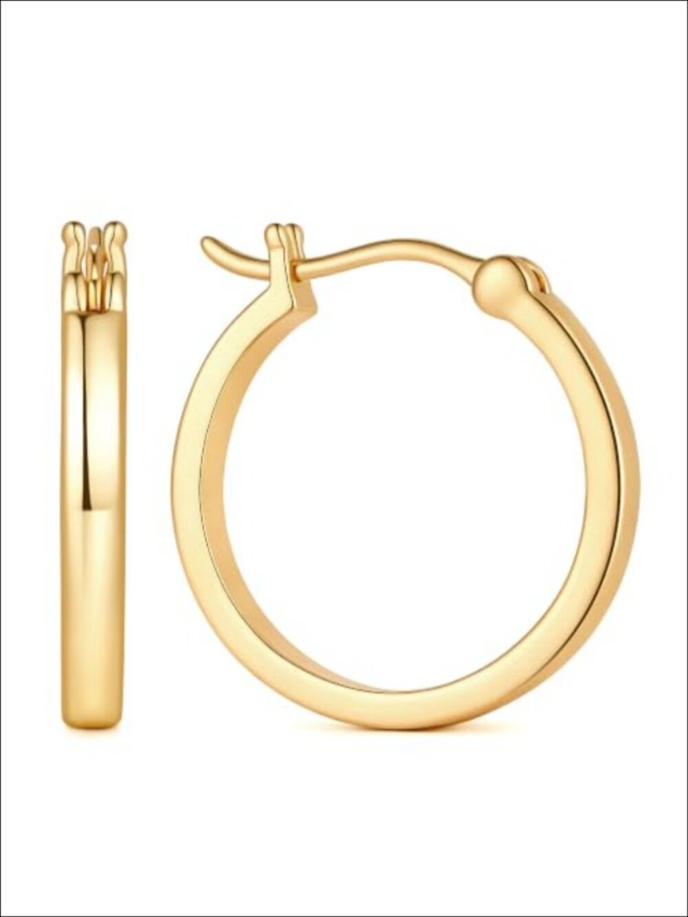 14K Gold Plated Hoop Earrings Women 15mm-40mm Stackable Hoops